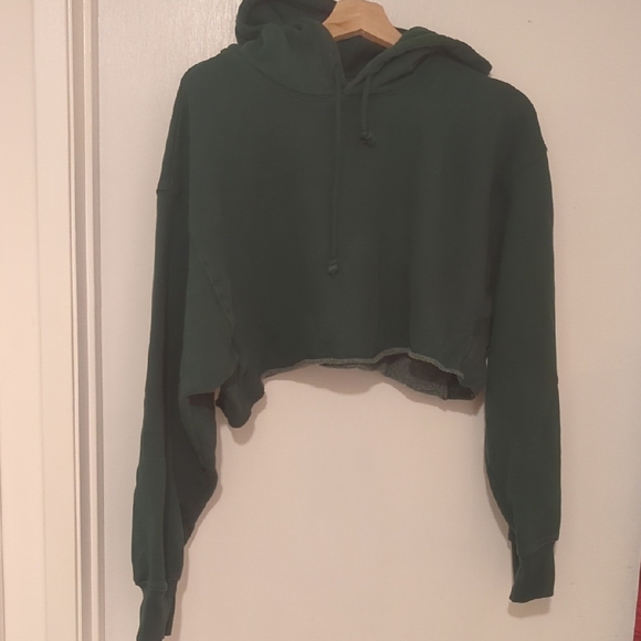 TNA Sweaters - TNA Forest Green Cropped Hoodie Sweater